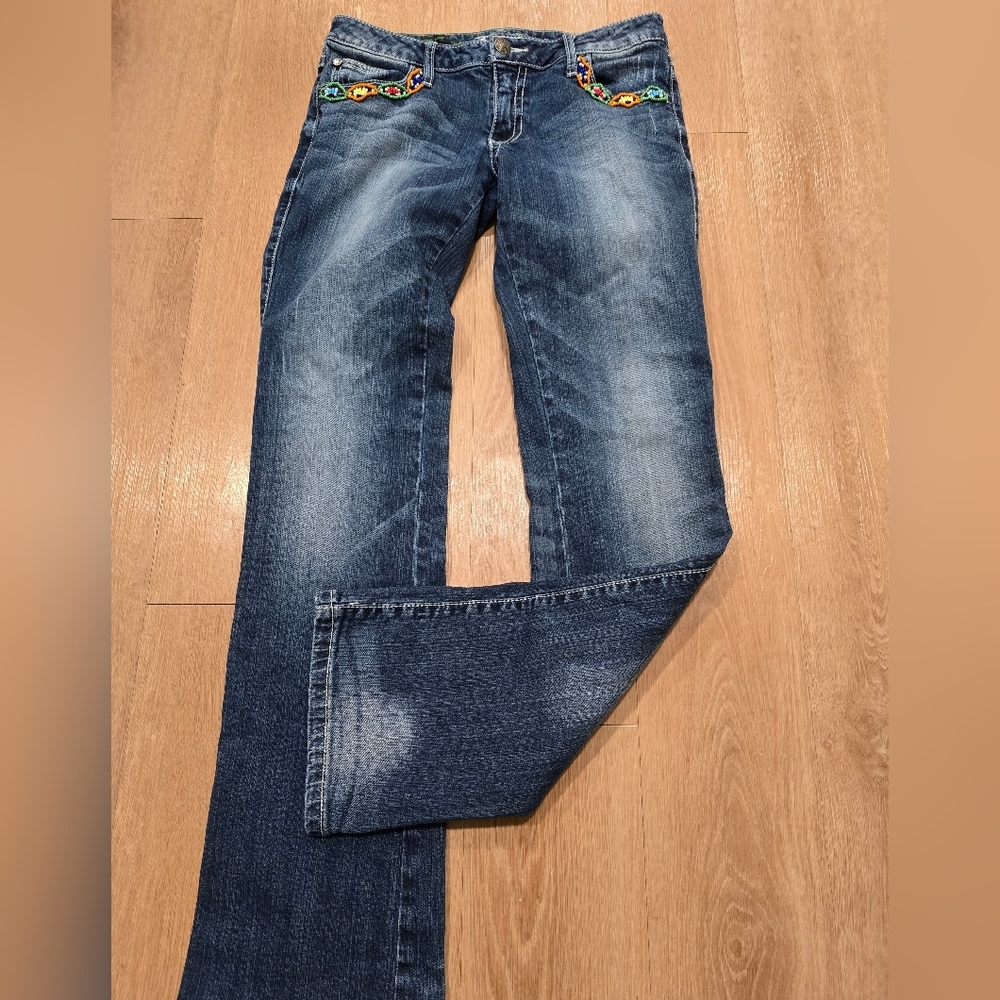 Rock 47 Wrangler Denim Jeans, Ultra Low Rise, 7/8 X 34, Womens - Picture 2 of 13